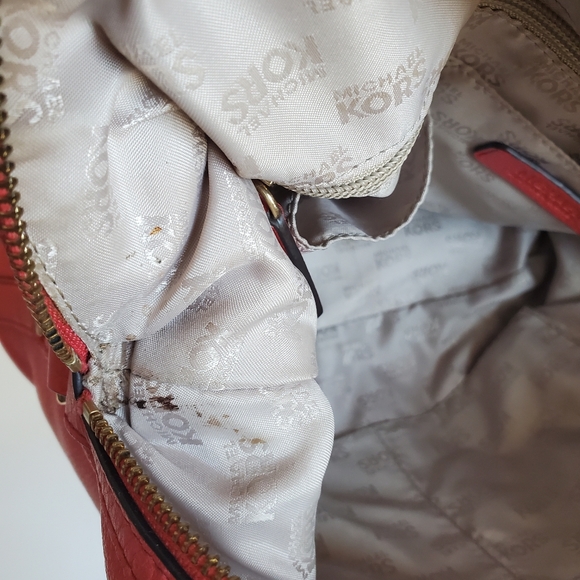 Michael Kors Bedford Pebble Leather Satchel Watermelon Pink - Picture 6 of 12